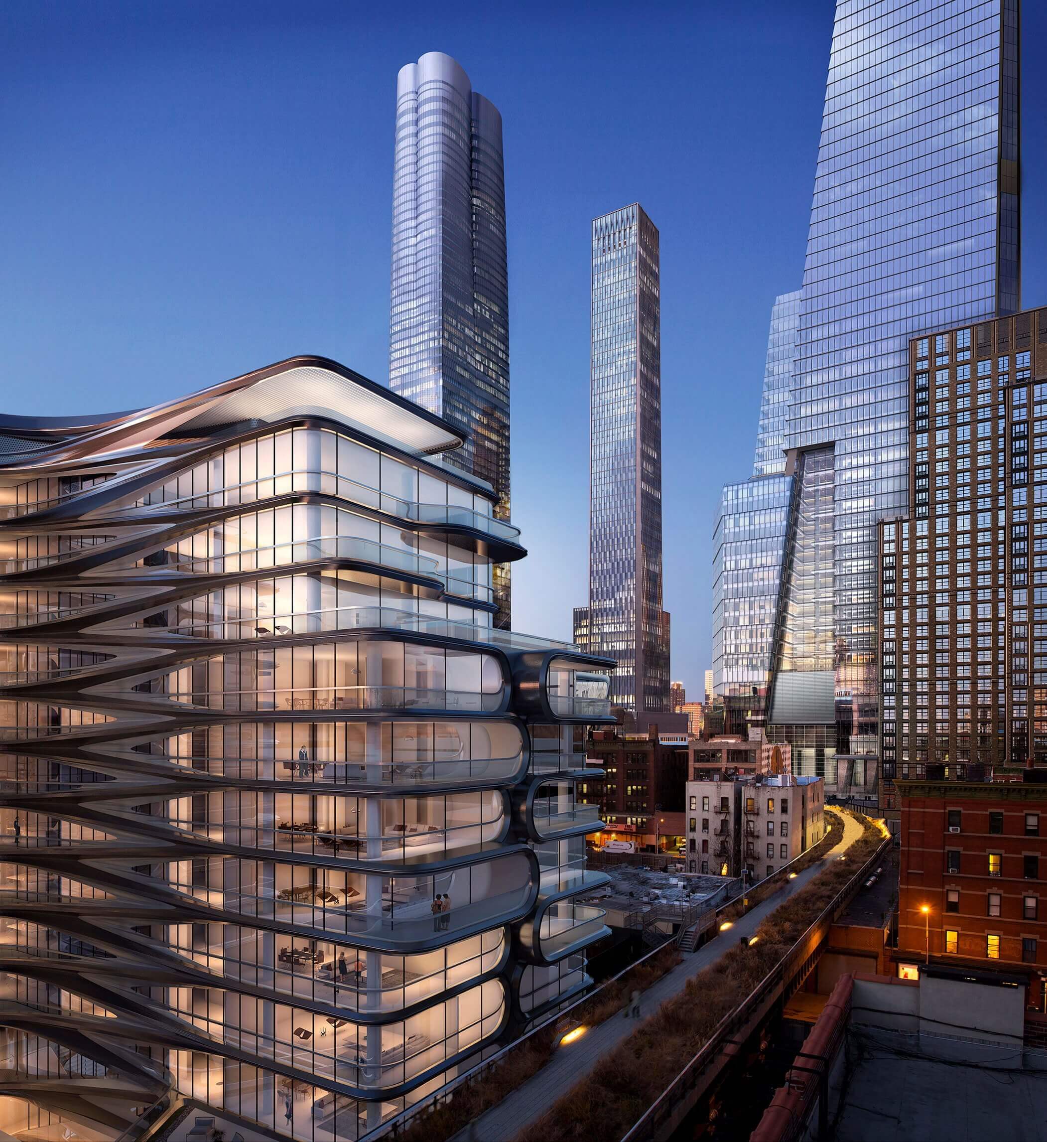 Hudson Yards & 520 West 28th looking forth from the High Line